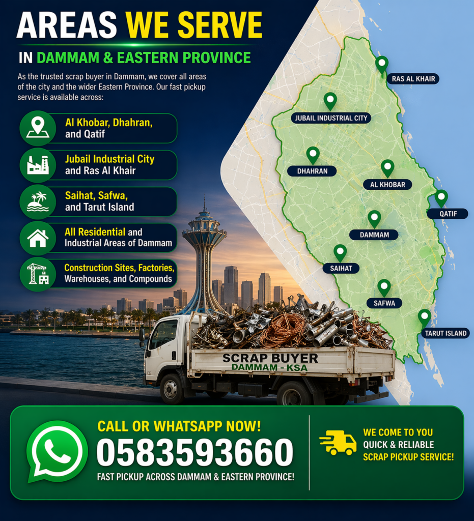 Scrap buyer Dammam price list 2026 with copper, aluminum, iron rates and instant pickup service