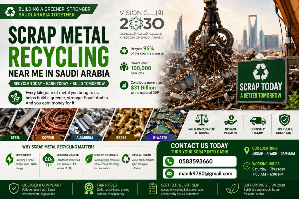 Scrap Metal Recycling in Saudi Arabia – Buy & recycle steel, copper, aluminum, and industrial scrap at the best prices