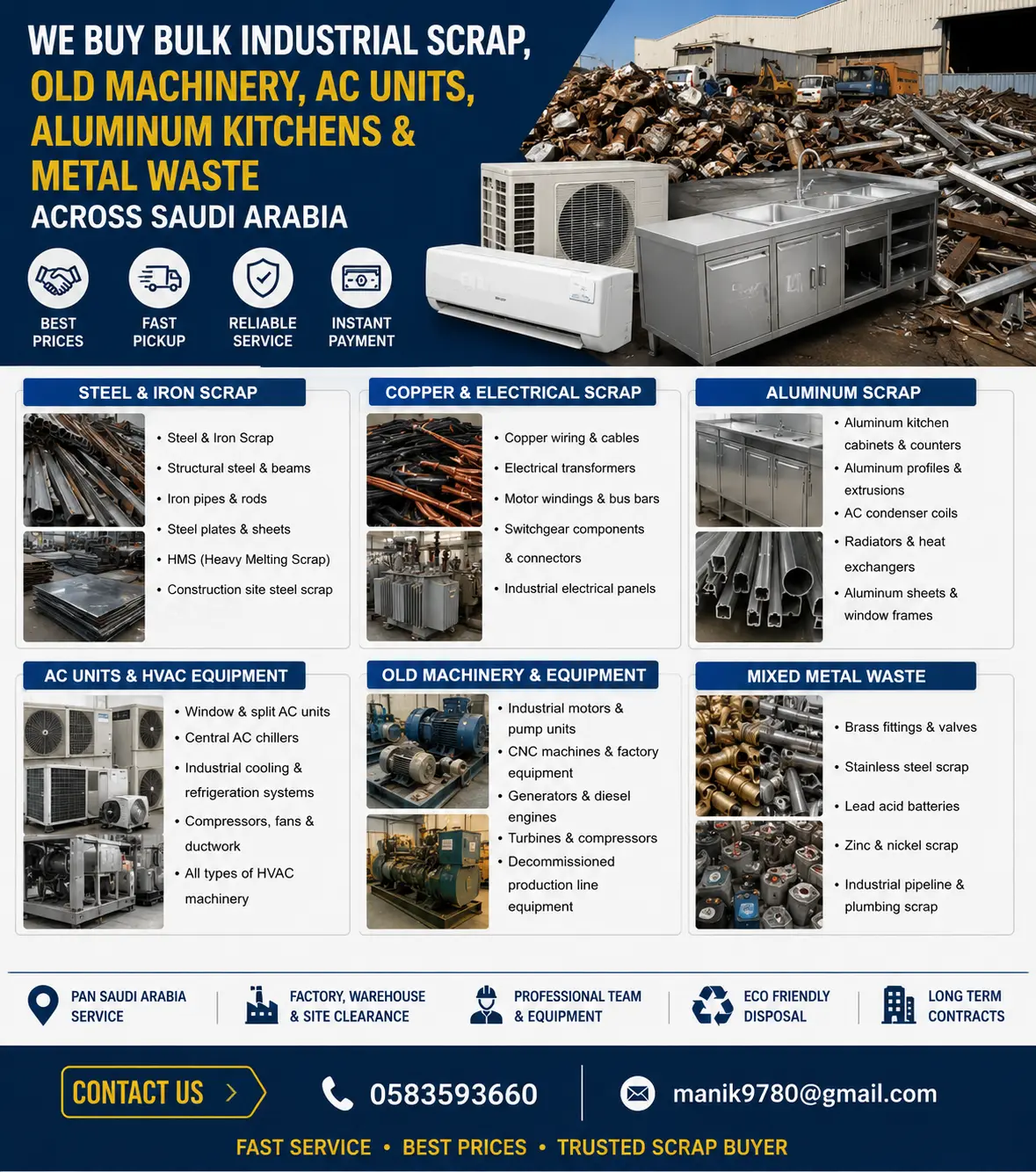 We Buy Old Machinery, Scrap AC & Metal Waste Across KSA